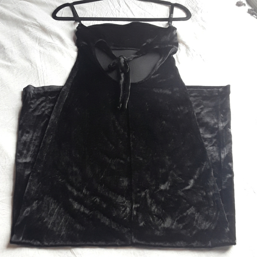 Black strapless velvet maxi dress